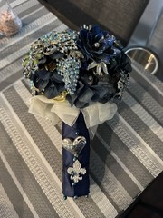 Vintage Brooch Bouquet OOAK Navy Sapphire Blue Bridal Keepsake Statement Piece
