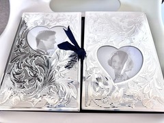 LENOX Silver-Plated Wedding Promises Double Heart Photo Album Holds 4 x 6 photos
