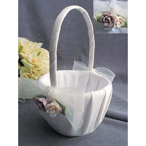 Pastel Porcelain Rose Wedding Flowergirl Basket