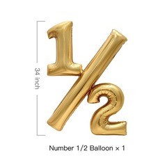 Gold 1/2 Birthday Balloon 32 Inch Champagne Foil Number Balloon for Baby Half…