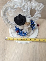 NEW Vintage Lefton Western Wedding Cake Topper Cowboy Bride Floral Lace Heart