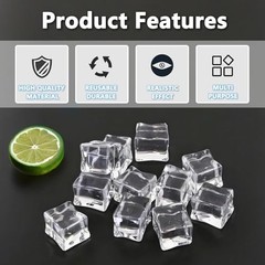 Fake Ice, 0.7» Fake Ice Cubes Clear Acrylic Ice Cubes Vase Fillers for