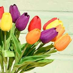 20pcs Multicolor Flowers Artificial Tulip Silk Flowers 13.5″ for Multi Color