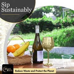 Stainless Steel Wine Glasses – Set of 2 Etched 16 oz Metal Goblets, Unbreakab…