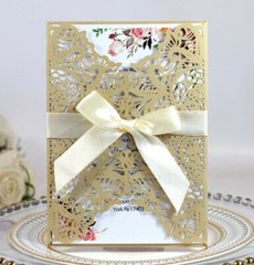 100x Wedding Invitation Cards Laser Cut Hollow Out Romantic Holiday Party Floral