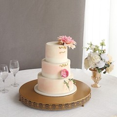 20 in Gold Metal Fleur De Lis Round CAKE STAND Dessert Display Pedestal Party