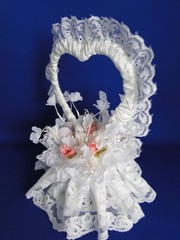 New Vintage Elegant Wedding Caketop with lace heart & pink roses #393