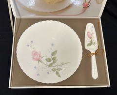 Vtg. Mikasa Cake Plate & Server ‘April Rose’ Bone China Narumi Japan New in Box