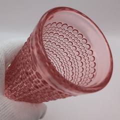 4 Pcs VTG Champagne Flutes, 5 oz Pink Goblet Champagne Glasses, Hobnail Drin..