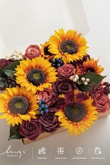 Faux Greenery Stems Foam Roses Silk Sunflower Bouquet
