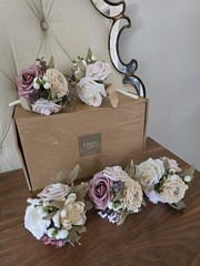 Ling’s Moment wedding bouquet set 5 ivory artificial flowers bridesmaid bridal