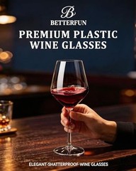 Unbreakable Tritan-Plastic Burgundy Wine Glasses Set of 4-Clear 4 Count 15 oz