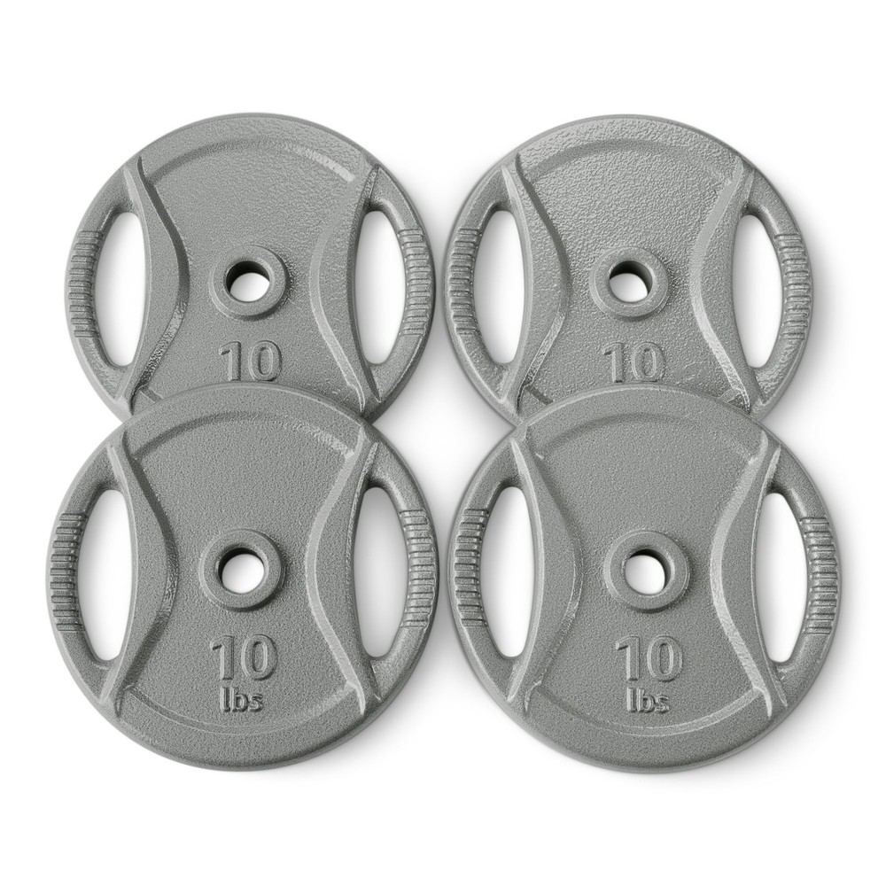 Retailer Basics 1-Inch Grip Weight Plates 10Lb Weights Set Of 4 Ir91042-Rp-4X10L