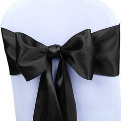 Chair Sashes 10 Pcs, Satin Ribbon Bows For Banquet Birthday Events, Black
