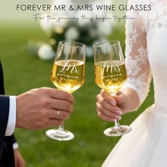 Wedding Gifts for Couples 2026 Mr and Mrs Engraved Wine Glasses Engagement Gift