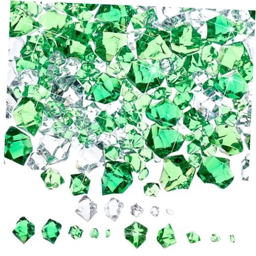 570 Pcs 5 Sizes St Patricks Day and Clear Fake Crushed Ice Rocks Irish Green