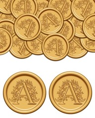 Wax Seal Stickers A, 50Pcs Gold Wax Seal Stickers Self Adhesive Letter Wax St…
