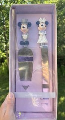 Vintage Disney Store Mickey & Minnie Mouse Wedding Cake Server & Knife Set