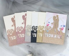 50/100PCS Wedding Invitations Card Laser HollowCut Glitter Carve Romantic Lovers