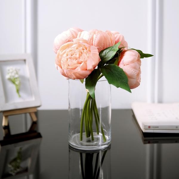PEACH 10″ SILK FLOWERS Artificial Peony Bouquet Arrangement Wedding Centerpieces