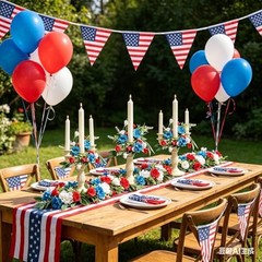 6 Pcs 1.38″ Mini Taper Candle Rings Wreaths 4th of July Small Artificial Taper