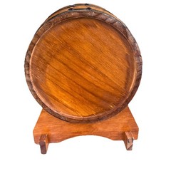 Wedding Card Wood Barrel Gift Card Box On Wooden Stand, Slotted Lid 11″
