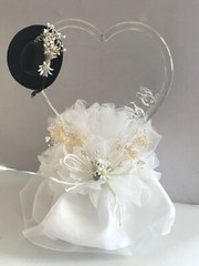 Daisy, Glass Heart and Doves, and Black Cowboy Hat, White Western Cake Topper