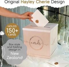 Pink Rose Gold Card Box for Party, Large 10″ Gift Card Box Birthday, Bridal & Ba
