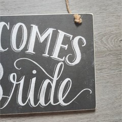 Here Comes the Bride Rustic Barn Wedding Decor Faux Chalk Sign