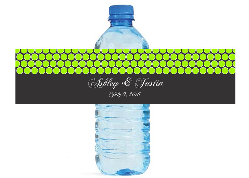100 Modern LIme Circles Wedding Anniversary Engagement Party Water Bottle labels