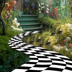 47 x 118 Inches Wonderland Party Decoration Black and White Aisle Runner Rug