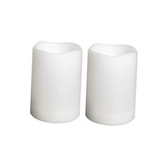Waterproof Outdoor Flameless Pillar Candles with Timer White-3″x4″-Timed-2 Pack