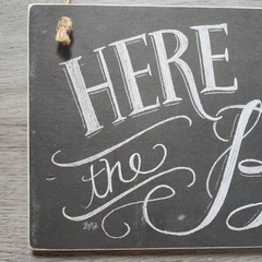 Here Comes the Bride Rustic Barn Wedding Decor Faux Chalk Sign