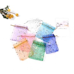 Star And Moon Organza Bags Jewellery Pouch Gift Bags Candy Packaging Bag 6 Sizes