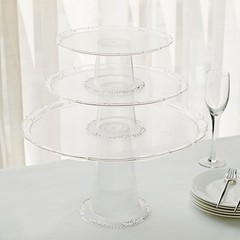 3 CLEAR Plastic Stackable Pedestals Round CUPCAKE Display STANDS Set Party Event