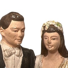 Vintage 1949 Wedding Cake Topper By Novelty Co Marblelike 5 3/8 X 2.5 Inches