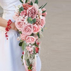 Cascading Bridal Bouquet Bride Roses Bouquet Romantic Tossing Bouquet