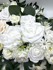 Artificial Arch Flowers Kit, 2Pcs Artificial Flower Arch Decor 2 Drapes Ivory