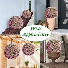 2-Pack Artificial Flower Ball Topiary, UV Resistant, Wedding Garden Decor, Pink