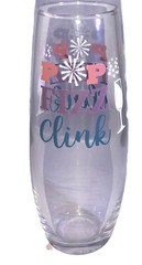 “Pop Fizz Clink” Cristar Champagne Clear Glass Flute Glass 9.6oz-NEW-SHIP 24HRS