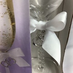 Wilton Toasting Glasses Silver Tone Hearts Flute Style 6 Ounces