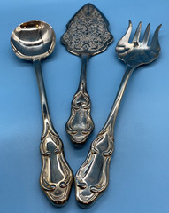 Stainless Steel Salad & Pie/Cake 3 PC Server Set – Nice Pattern & Heavy Duty-VTG