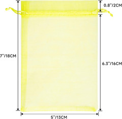25PCS Yellow Organza Bags 5×7 inches – Sheer Mesh Jewelry Pouches, Organza Gift