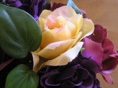 Dozen Beautiful Large Colorful Silk Roses & Leaves Bridal Bouquet 12″ x12″ Span