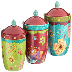 Certified International Tunisian Sunset 3-Piece Ceramic Canister Set Colorful