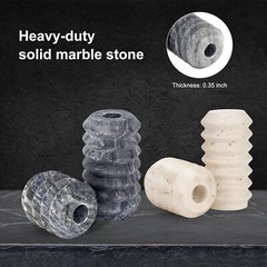 WORHE Candle Holders True Natural Travertine Stone 0.4″ Thick, Set of 2 White