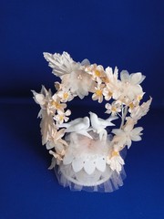New Vintage Wilton Petite «Spring Song» Peach Wedding CakeTop, 106-161