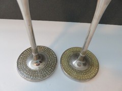 Wedding Toasting Flutes Champagne Glasses Silver Stems with Rhinestones