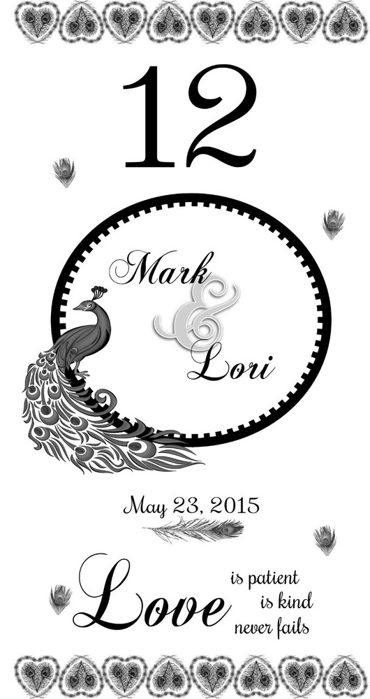 10 Personalized Peacock Vellum Wedding Luminaries Table Numbers Centerpieces