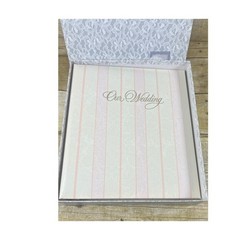 Hallmark Our Wedding Photo Album Pink White Striped Damask 3-Ring Binder Boxed